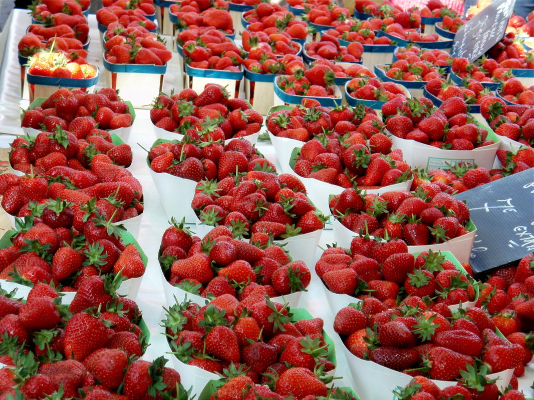 Fresh strawberries at the outdoor market